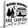 1pc 5*5inch(12.4*12.4cm) Camping Desk Decorations Wooden Sign, Camp Decor For Home Cabin RV Camper, Camper Gifts For Women Men Camp Lover, Making Memories One Campsite At A Time